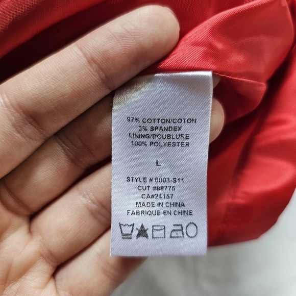 Y2k Abbie Mags red accent buttons 3/4 sleeves retro pea coat jacket Size L - Picture 5 of 7